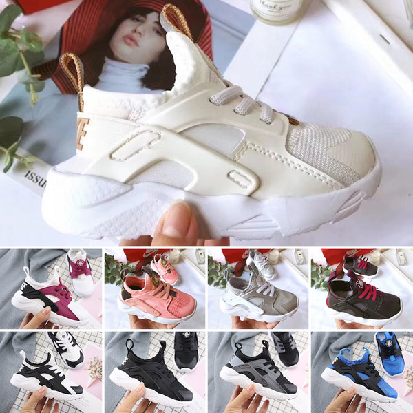Cheap 2019 Infant Kids Huarache Running Shoes Toddler Children Huaraches Triple White Black Sports Boys Gilirs Trainers Sneakers size24-35