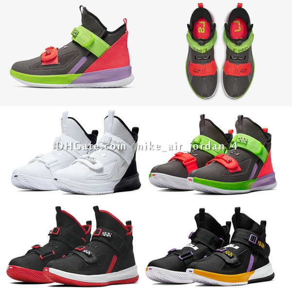 LeBron Soldier 13 Grade school Thunder Grey hot sale With Box kids Boys Girls mens women Basketball shoes wholesale Size US4-US12