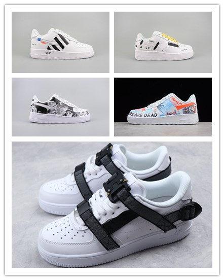 (box)2018 New Men Women Low Cut One 1 Casual Shoes White Black Dunk Sports Skateboarding Shoes Classic AF Fly Trainers High Sneakers 36-45