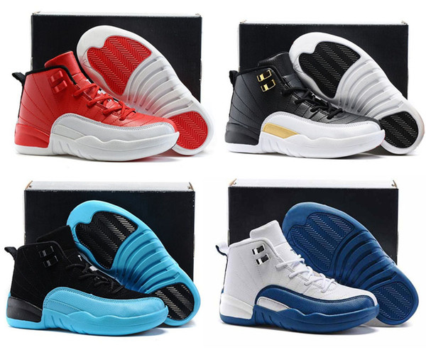2020 Kids Shoes 12s Basketball Shoes Boys Girls French Blue The Master Taxi Children Sports Shoes Toddlers Birthday Gift
