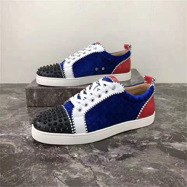 hococal Christmas new color design fashion luxury men's red bottom shoes spiked low-top casual leather sneakers men's wedding banquet dress