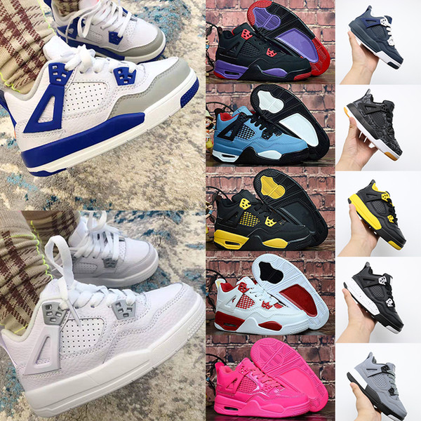 Retro
jordan
4 Kids basketball shoes Children sports Gym Red Chicago Boy Girls Jumpman 4s luxury Athletic Outdoor sneakers 28-35