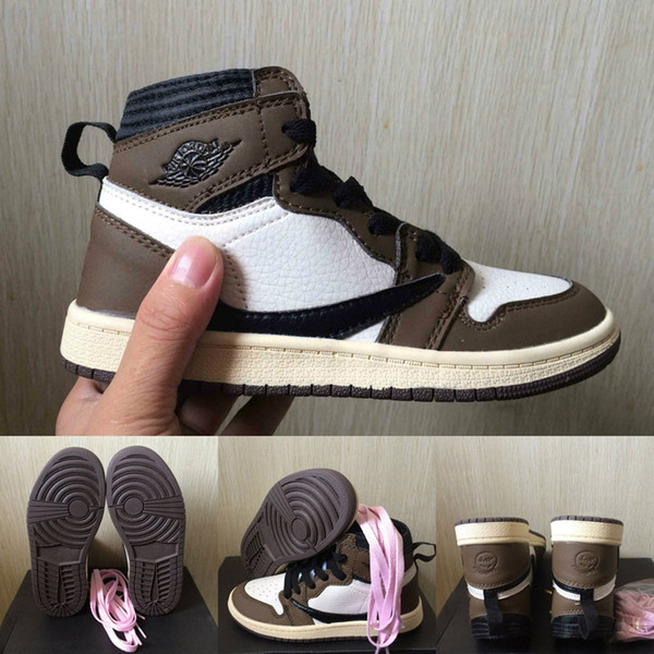 Kids Cactus Jack 1 Basketball Shoes OG 1s Travis Scott Sneakers Children Sports Shoes Boy Girl Toddler Trainer Running Shoes