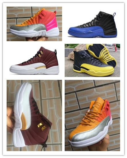 Big Kids Mens Released Authentic Air 12 GS Hot Punch Sunrise 12S Retro Racer Pink Bright Mango Real Carbon Fiber men Basketball Shoes 7Y-13