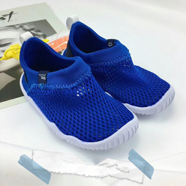 2019 Free Shipping Brand wave girls boys shoes Black fashion sneakers kids breathable mesh casual shoes slip on soft shoes