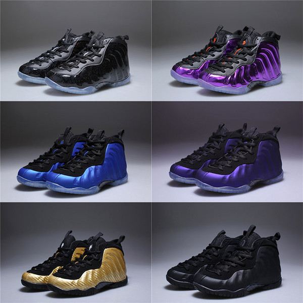 With Box Unisex Kids Penny Hardaway Foam One Basketball Shoes Boys Purple Sports Girls Sneakers for Child Children Athletic Teenage