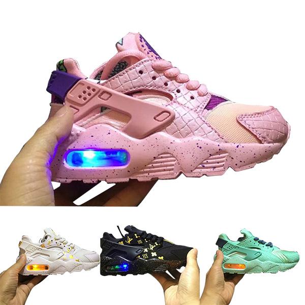 Flash Light Air Huarache Kids 2018 New Running Shoes Infant Run Children sports shoe outdoor luxry Tennis huaraches Trainers Kid Sneakers