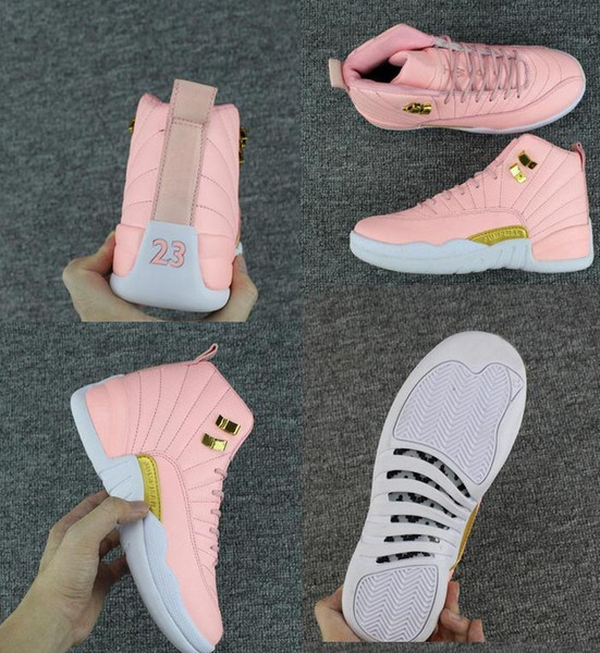 kids Big boy shoes new Free Shipping XII GS Pink Lemonade Basketball Shoes Womens Kids 12s Pink Lemonade XII Sneakers Size us 5-8