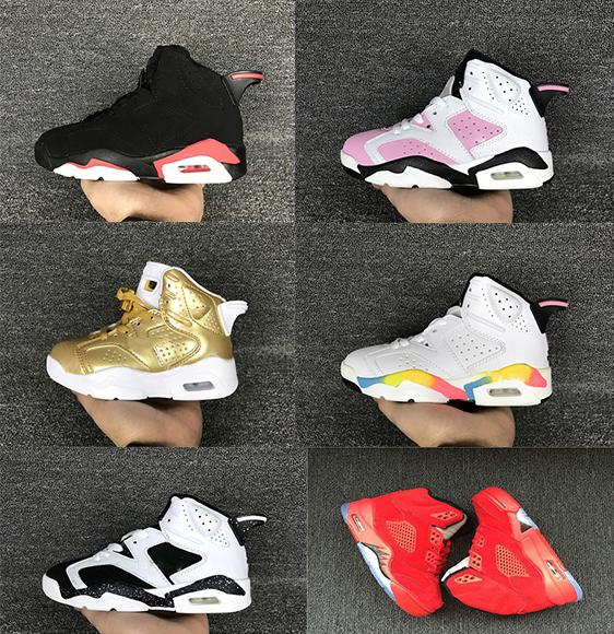 Childrens Basketball Shoes Kids 6 Metallic Gold Sports Shoes Boys Girls Youths Oreo Black Infrared Athletic Sneakers Cheap For Sale