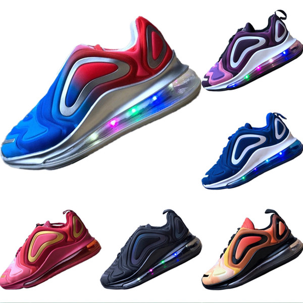 2019 New 720s Kids Knit Breathable Running Shoes Originals 720 og All AirCushion Built in LED Lighted Kids Cushioning Athletic Shoes