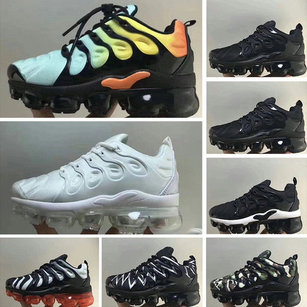 2018 New Plus VM Black White Kids Shoes Sneakers Shoe Pack Triple Children's Boy and Girls Air Ultra TN Running Shoes