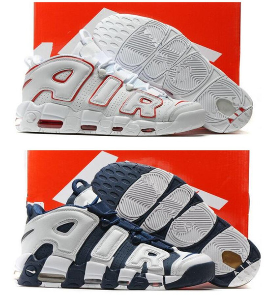 Air More Uptempo Women Mens Basketball Shoes, High Quality Tri-Color Scottie Pippen PE Triple White Athletic Sport Sneakers