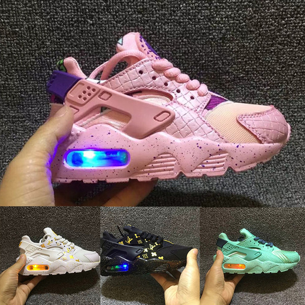 Flash Lighted Kids Air Huarache Run Shoes Children running shoes Infant huaraches outdoor toddler athletic boy & girls sneaker