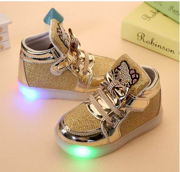 Baby Girls LED Light Shoes Toddler Anti-Slip Sports Boots Kids Sneakers Children Cartoon Flats shoes 5 colors