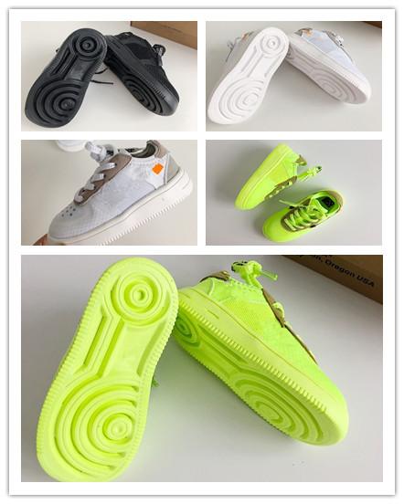 bxo)2019kids Force 1 Low one Designer Off 2.0 Volt casual Shoes Forced Blacke air White Green Forces children Sports Skate Designer Sneakers