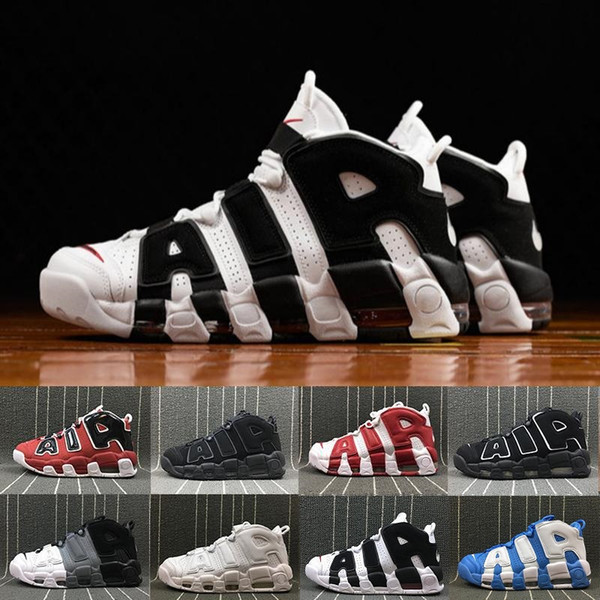 (With box) High Quality More Uptempo 3M Scottie Pippen Men Basketball Shoes Triple Black Bulls Olympic Gold Sports Sneakers US Size 8-13