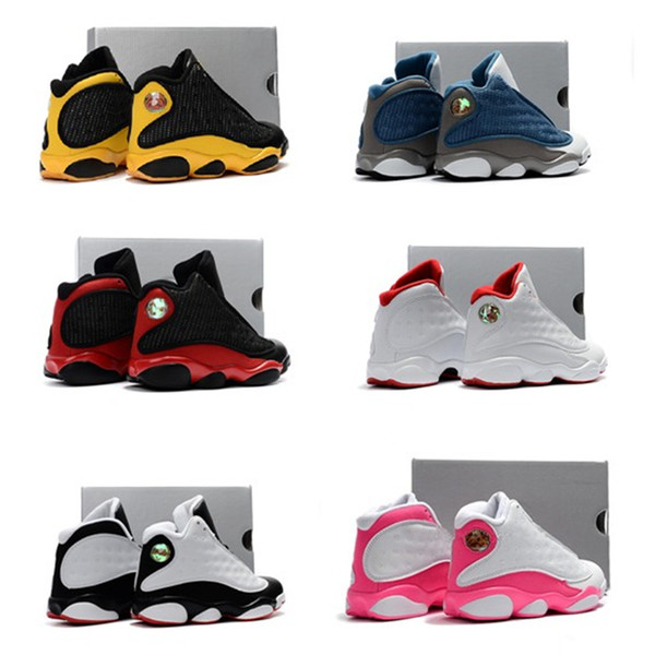 2019 Youth children athletic sports sneakers Infant Black Boy & girl 13s Bred History of Flight Kids basketball shoes size 28-35