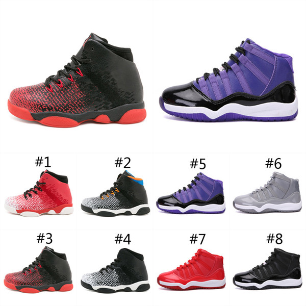 Hot New 11 Low Space Jam Kids Sports Basketball Shoes GS Children's Heiress Suede Maroon Bred 11s Sneakers B