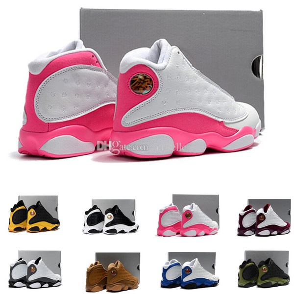 13 kids basketball shoes Pink White Love & Respect Black Hyper Royal Blue Wheat Bordeaux Olive youth boy girl children 13s eur28-35