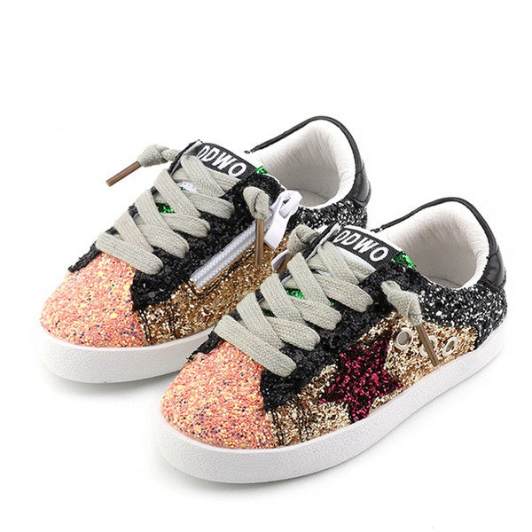 2019 Toddler Baby Glittler Shoe Girl Star White Sneaker Boy Sport Shoe Kid Child Causal Trainer Sequin