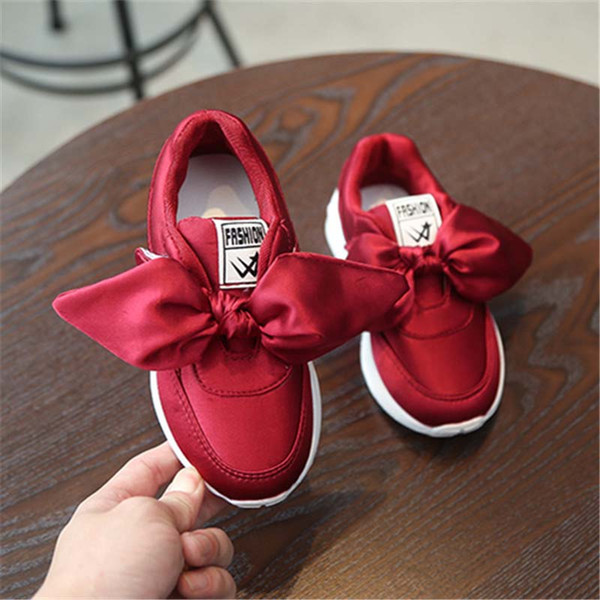 Fashion Girls Shoes bows Sweet Childrens Cheap Sneakers Sports Shoes kids Athletic Shoes Children Footwear running shoe A2171