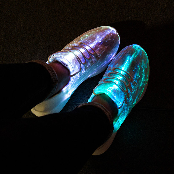 UncleJerry Size 25-46 New Summer Led Fiber Optic sneaker for girls boys menns womenns USB Recharge glowing Sneakers light up in night shoes