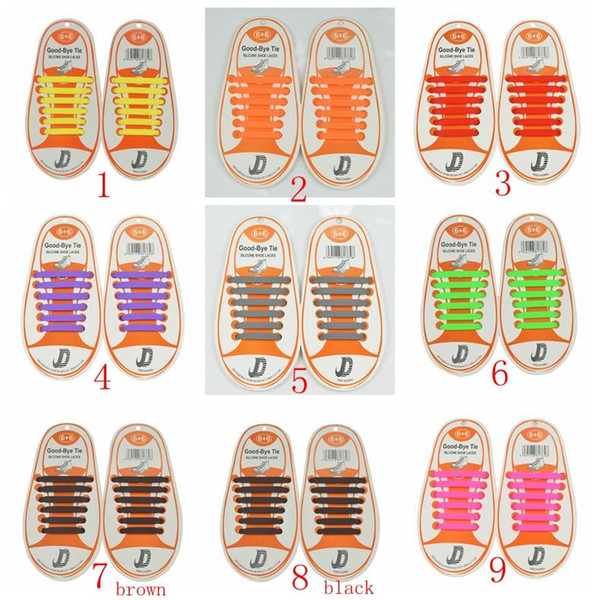 Unisex Easy No Tie Shoelaces Kids Silicone Elastic Shoe Laces Kids Running Shoelaces Fit All Sneakers 12pcs/set