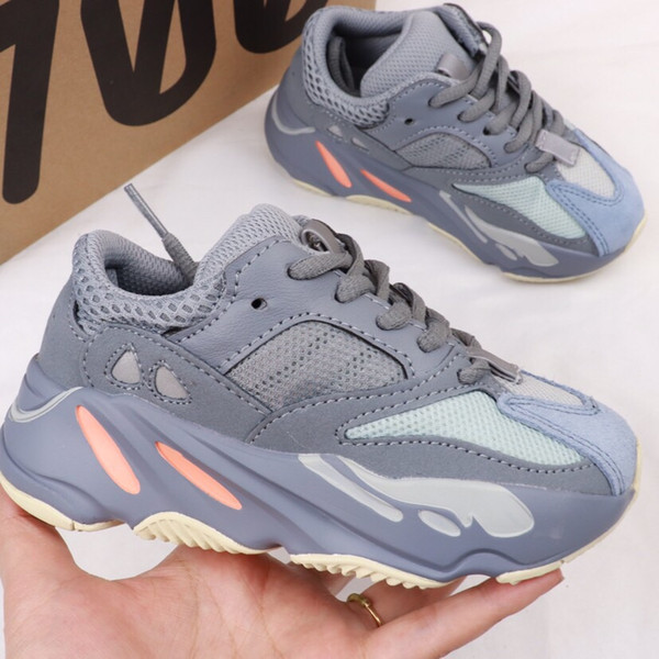 (box) Kids Shoes Wave Runner 700 Kanye West Running Shoes Boys Girls Trainer Sneaker 700 Sport Shoe Children Athletic Shoes size28-35