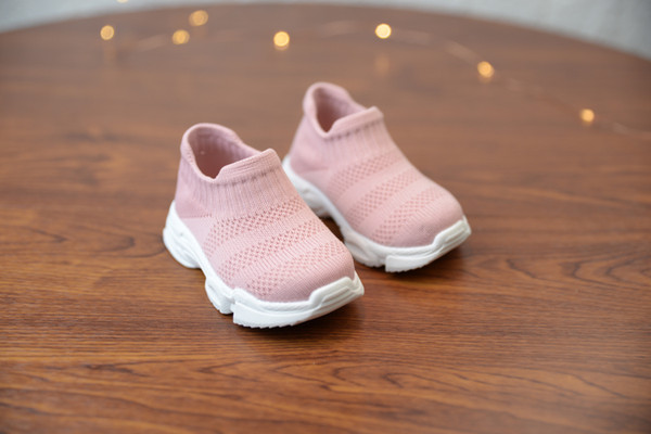 New Soft Baby Shoes Fashion Socks Boys Sneakers Pink Girls Shoes Infant Knitting Toddler Shoes High Top Ankle Flats