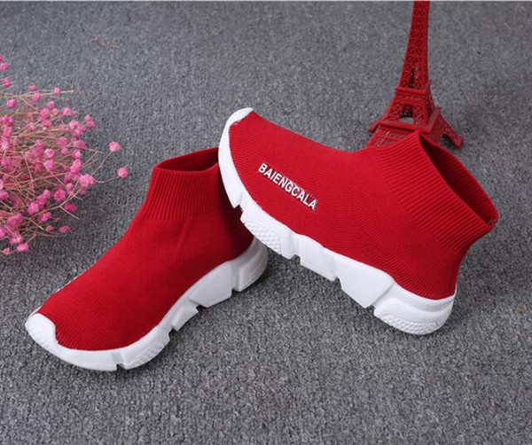 New fashion kids shoes children / baby running sneakers boots toddler boy and girls Wool knitted Athletic socks shoes