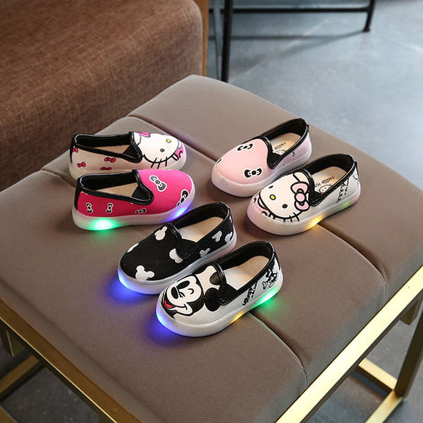 New 2018 European Cool LED colorful kids shoes,Fashion lighted baby sneakers,cartoon Casual boys girls shoes baby shoes