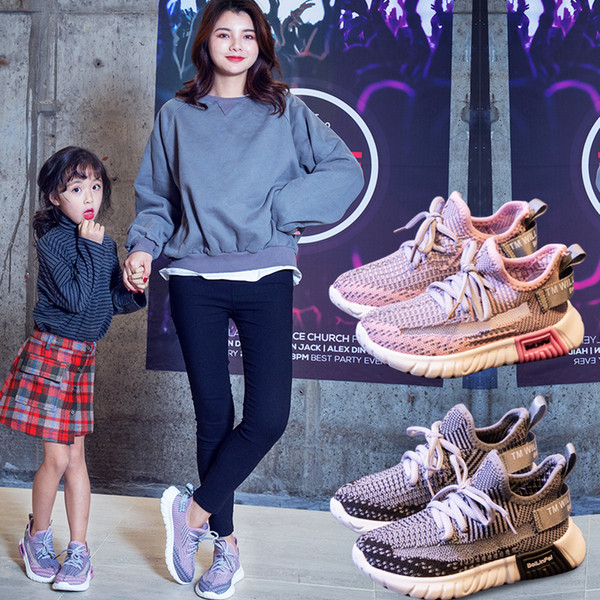 kids sneakers children breathable flying woven parent-child casual sports shoes girls youth boys basketball shoes designer running sneakers