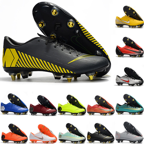 2019 top quality mens soccer shoes Mercurial VaporX XII PRO SG soccer cleats Mercurial superfly 360 football boots scarpe da calcio