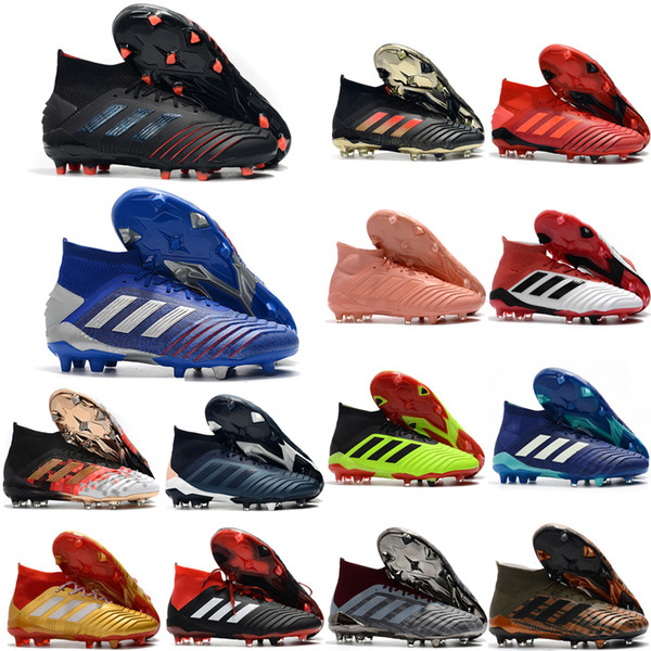 2019 top quality soccer shoes Predator 19 FG soccer cleats mens football boots Predator tango 19 chuteiras de futebol Archetic gold