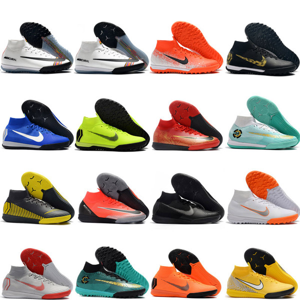 2019 mens soccer shoes Mercurial SuperflyX VI 360 Elite Neymar IC TF soccer cleats high ankle indoor cr7 football boots botas de futbol