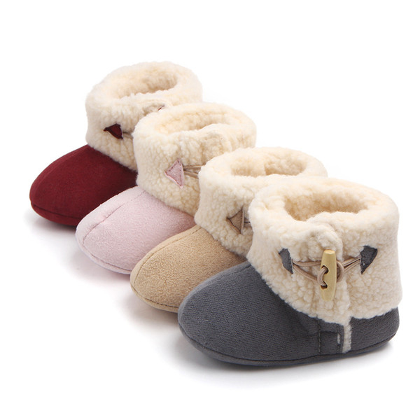 New Warm winter with buckle baby toddler shoes baby Boys & Girls shoes Keep warm and non-slip 4 Color 0 to 15 Months