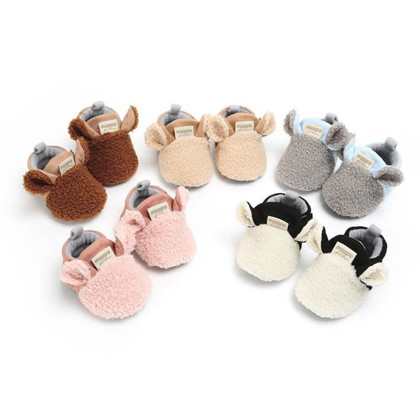 Cute animal ears decro baby warm shoes baby boys girls autumn winter warmer first walkers indoor shoes soft sole anti-slip