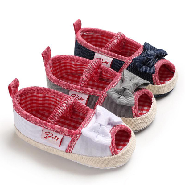 Baby Girls peep-toe cloth sandals cute toddlers slip-on summer shoes solid color soft sole first walkers 0-18m 2019 new