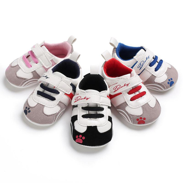 Baby boys girls fashion casual sneakers cute bear paw print toddlders sport shoes soft sole anti-slip first walkers 5 colors 3 sizes 2019 ne