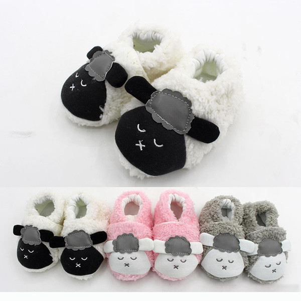 Baby coral fleece warm indoor shoes cute infants cartoon animal pattern plush first walk shoes todderls autumn winter warm home shoes 0-1T