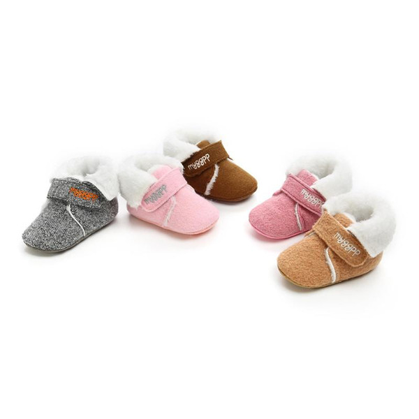 0-1T Baby solid color snow boots 5 colors 3 sizes plush lining warmer winter shoes cute infants winter first walkers 2018