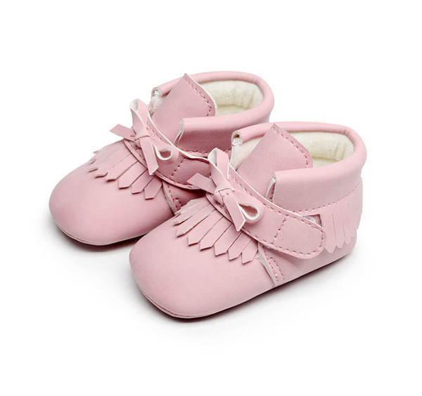 2019 New Toddler Baby Shoes Girl Boy Winter Warm 0-18M Infant First Walker Pink Soft Soles Tassel Newborn Moccasins Crib Shoes for Babies