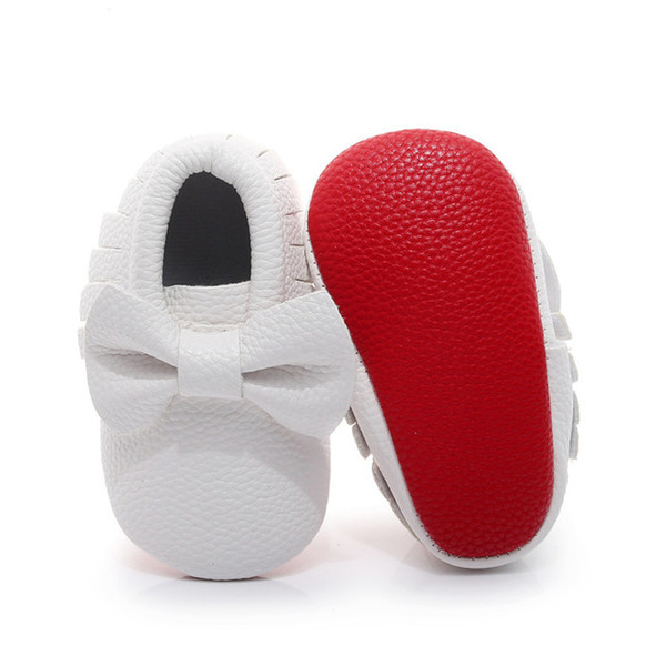 Baby Shoes first walkers Handmade Soft red Bottom Newborn Baby Moccasin Fashion knot PU leather Prewalkers Boots