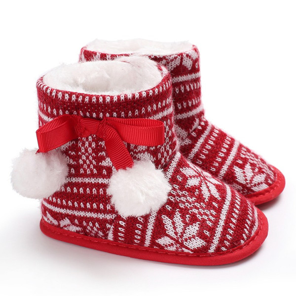 Warm Winter Baby Snow Boots First Walkers Fashion Plus Cashmere Red Maple Baby Boots Prewalker