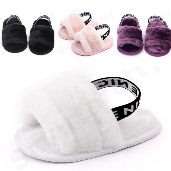 INS Newborn Toddler Puffly Furry Infant First Prewalker First Walkers Summer Soft Bottom Breathabe Shoes Girs Baby Sandals Shoes E31001