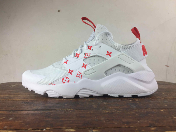 2019 hot off top 4s Sneaker shoes Huarache Running shoes trainers air Men and Women Black White outdoors white shoes Huaraches 36-45