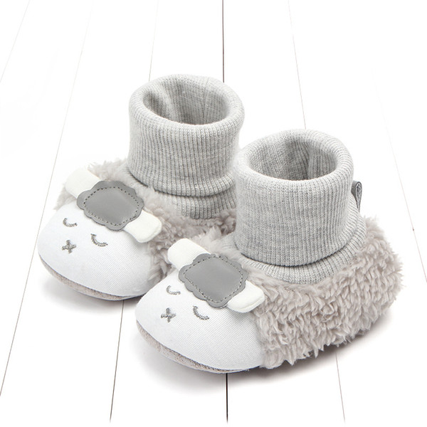 Baby Lamb boots shoes winter Baby boy girl Grey pink Sheep animal Lamb booties shoes Warm inner Soft