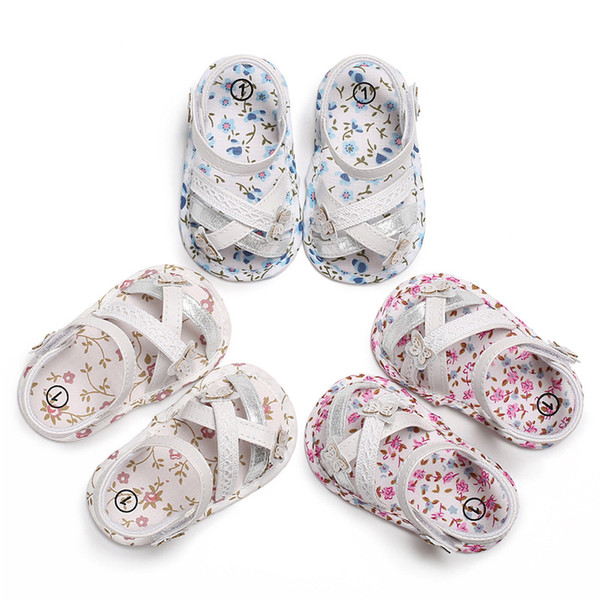 Newborn baby summer female baby printed bow soft sole non-slip shoes anti-slip shoes