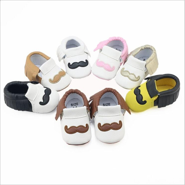 Baby First Walkers Moccasins Gentleman Toddler Shoes Mustache Tassel Soft Sole Shoes Newborn Shoes Prewalker Maccasions Boot 0--12M B7365