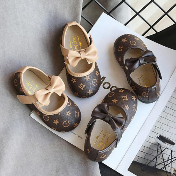 New Baby Girls Shoes 2 Colors Fashion Butterfly-knot First Walkers High Quality PU Soft Bottom Baby Shoes